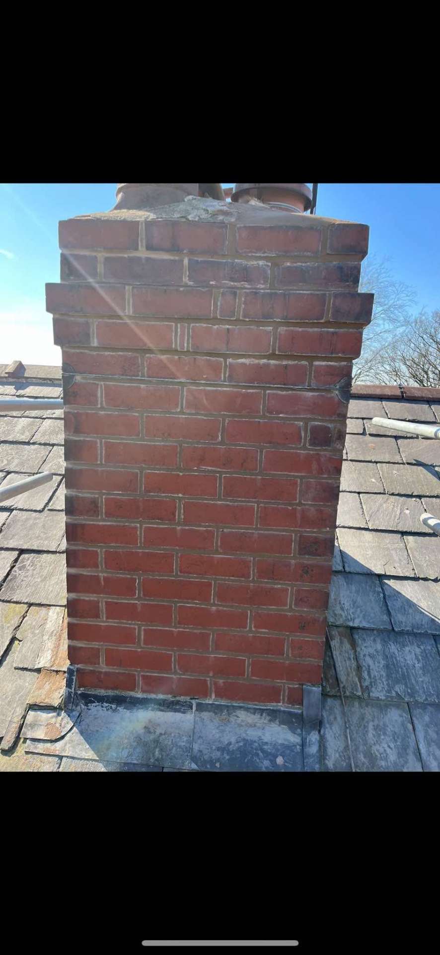 Freshly repointed chimney stack