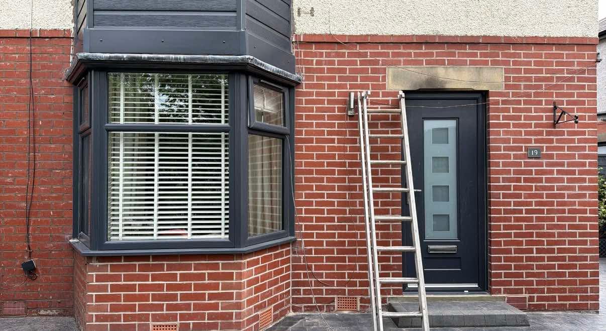 Repointed red brick front elevation
